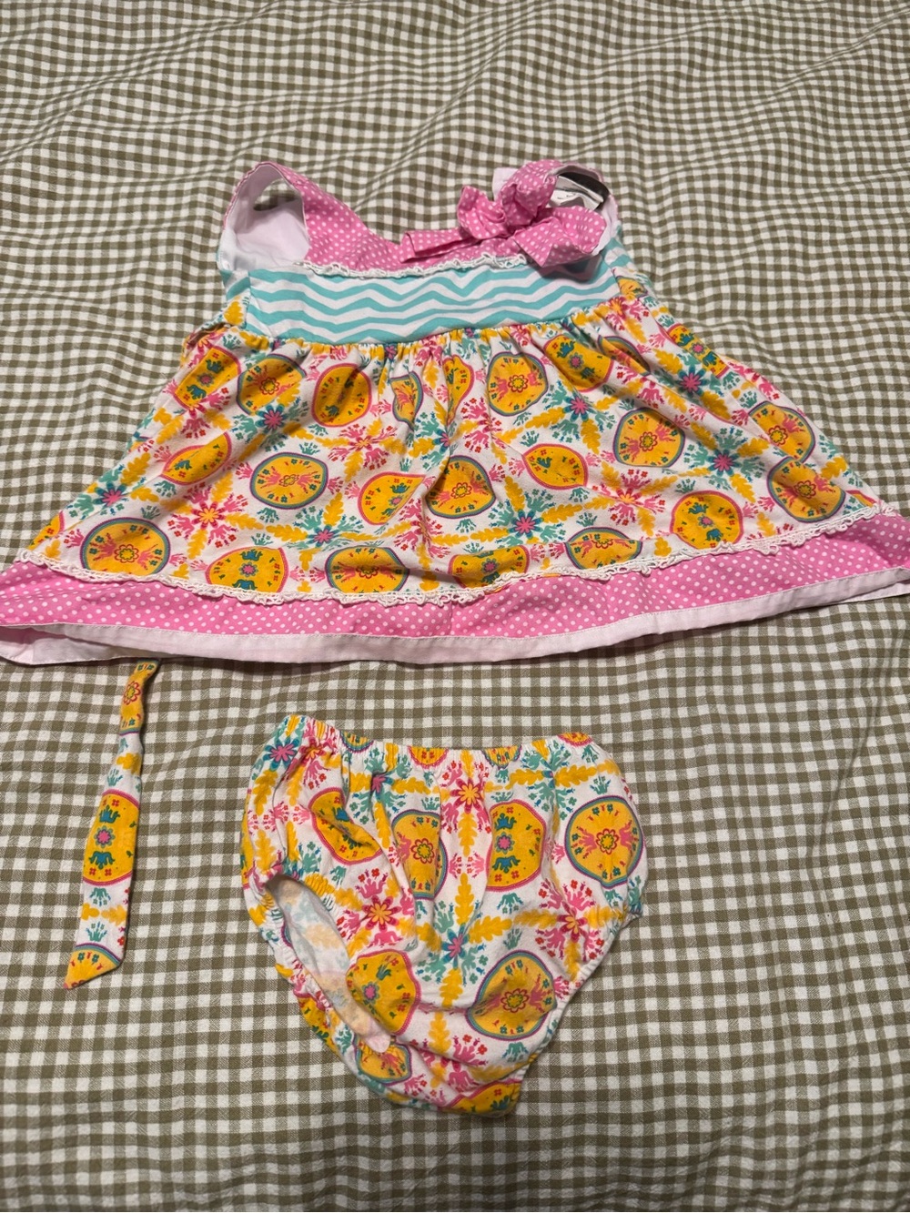 Rare, too art deco dress & diaper cover, 12m